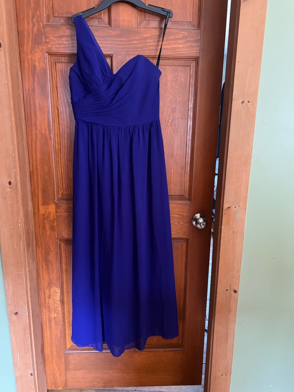 Alfred Angelo Royal Blue One-Shoulder Chiffon Gown